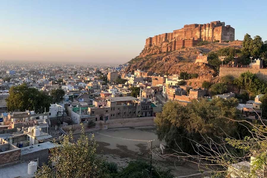 Mehrangarh Fort overlooking the blue city of Jodhpur