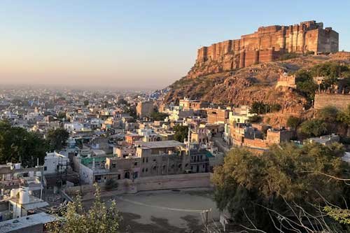 Mehrangarh Fort overlooking the blue city of Jodhpur
